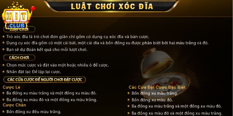 Luật chơi cơ bản của Xóc Đĩa Hitclub